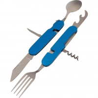 Многофункциональный походный нож (ложка,вилка,нож) 6-в-1, синий купить в Новороссийске