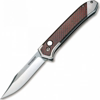 Полуавтоматический складной нож Magnum Rubico Auto — Boker 01SC054, сталь 440A Stonewash, рукоять карбон/нержавеющая сталь, чёрно-красный купить в Новороссийске
